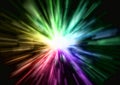 Abstract background of radiating rainbow colored rays