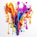 abstract background of a rainbow coloured paint splash with drips
