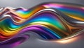 Abstract background from a rainbow flow of liquid metal on a gray background, wallpaper for design, Royalty Free Stock Photo