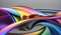 Abstract background from a rainbow flow of liquid metal on a gray background, wallpaper for design, Royalty Free Stock Photo