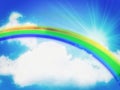 Abstract background with a rainbow in the refreshing blue sky