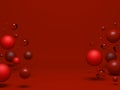 Abstract background with red balls. Flying spheres in empty space