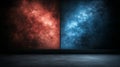 Abstract background with red and blue smoke on black wall, perfect for design and digital art Royalty Free Stock Photo