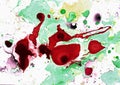 Abstract background of red, green, white, purple, yellow chaotic spots. Marble effects and blur. Royalty Free Stock Photo