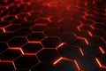 Abstract background with red hexagons. Futuristic technological concept