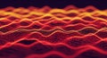 Abstract red and orange dotted waves on dark surface with depth and movement Royalty Free Stock Photo