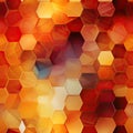 Abstract background of red and orange hexagons with layered texture (tiled) Royalty Free Stock Photo