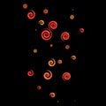 Abstract background with red and orange spirals on a black background