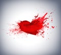 Abstract background with red paint heart, stroke. Elemen