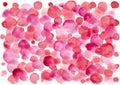 Abstract background of red and pink watercolor circles intersecting on a white background Royalty Free Stock Photo