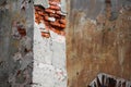 Abstract background with red ruined brickwork Royalty Free Stock Photo