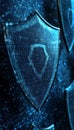 Abstract Background. Representation of Protection, Cybersecurity, Blue and White Shields, Technology