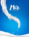 Abstract background ripple milk on blue background