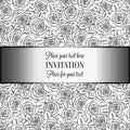 Abstract background with roses, luxury black and silver vintage tracery made of roses, damask floral wallpaper ornaments, invitati Royalty Free Stock Photo