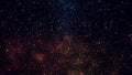 Abstract background with rotating bokeh space on black background. Animation. Space with moving colored shining