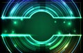 background of round futuristic technology user interface screen hud with glowing lightning storm Royalty Free Stock Photo