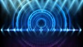 background of round futuristic technology user interface screen hud and lighting empty stage spotlight background Royalty Free Stock Photo