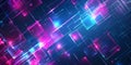 Abstract background. Pattern of neon glowing pink and blue squares in futuristic style.