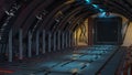 background of Sci Fi Modern Futuristic Spaceship Tunnel Corridor gate, 3D illustration rendering Royalty Free Stock Photo