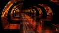Background of Sci Fi Modern Futuristic Spaceship Tunnel Corridor gate, 3D illustration rendering Royalty Free Stock Photo