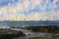 abstract background of sea mood oil painting style photo.