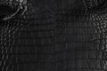 Abstract background of seamless crocodile black leather texture