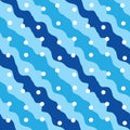 Abstract background seamless pattern in blue colors. Smooth curved stripes. Curvilinear shapes. Winter style, white snow. Vector Royalty Free Stock Photo