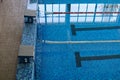 Abstract background with selective focus of sports pool with clear blue water Royalty Free Stock Photo