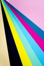 Abstract background of sheets of colored paper.