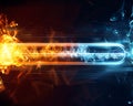 Abstract background with opposing fire and ice elements showcasing duality and contrast Royalty Free Stock Photo