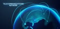 Futuristic telecommunications network with glowing globe