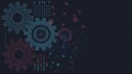 Abstract technological background with gears connections and data networking for engineering or digital solutions Royalty Free Stock Photo