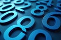 Abstract background shows numbers zero to nine in blue. 3D numbers arranged in pattern. Data concept. Finance mathematics theme. Royalty Free Stock Photo