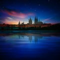 Abstract background with silhouette of Cologne and sunset Royalty Free Stock Photo