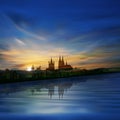 Abstract background with silhouette of koln and su