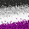 Abstract background of small colorful black, gray, white and purple triangles. Flag of asexual pride. Lack of sexual orientation