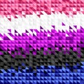 Abstract background of small colorful pink, white, purple, black and blue triangles. Flag of gender fluid pride. Sexual