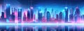 Abstract background of smart futuristic city. Created with Generative AI technology.. AI generated