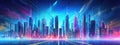 Abstract background of smart futuristic city. Created with Generative AI technology.. AI generated