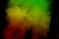 Abstract background smoke curves and wave reggae colors green, yellow, red colored in flag of reggae music Royalty Free Stock Photo