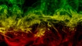 abstract background smoke curves and wave reggae colors green, yellow, red colored in flag of reggae music Royalty Free Stock Photo