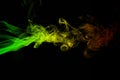 Abstract background smoke curves and wave reggae colors green, yellow, red colored in flag of reggae music Royalty Free Stock Photo