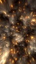 Abstract background of smoky dark clouds with glowing orange sparks floating in dramatic atmosphere Royalty Free Stock Photo