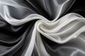 Abstract background of smooth swirling silk with black & white colors Royalty Free Stock Photo