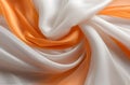 Abstract background of smooth swirling silk with orange & white colors Royalty Free Stock Photo