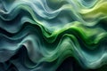 Abstract background with smooth wavy lines in green and black colors, beautiful wavy texture, generative ai Royalty Free Stock Photo