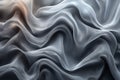 Abstract background with smooth wavy silk or satin fabric texture, shiny liquid silver wave pattern, generative ai Royalty Free Stock Photo