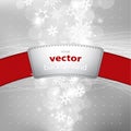 Abstract background with snowflakes and red stripe with plance f