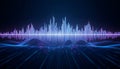 Futuristic Abstract Sound Wave Visualization with Glowing Lines on Dark Background, generative AI Royalty Free Stock Photo