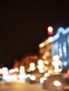 Abstract background with sparkle bokeh lights and shining city building Royalty Free Stock Photo